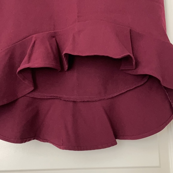 Burgundy high low ruffle skirt - Picture 2 of 5